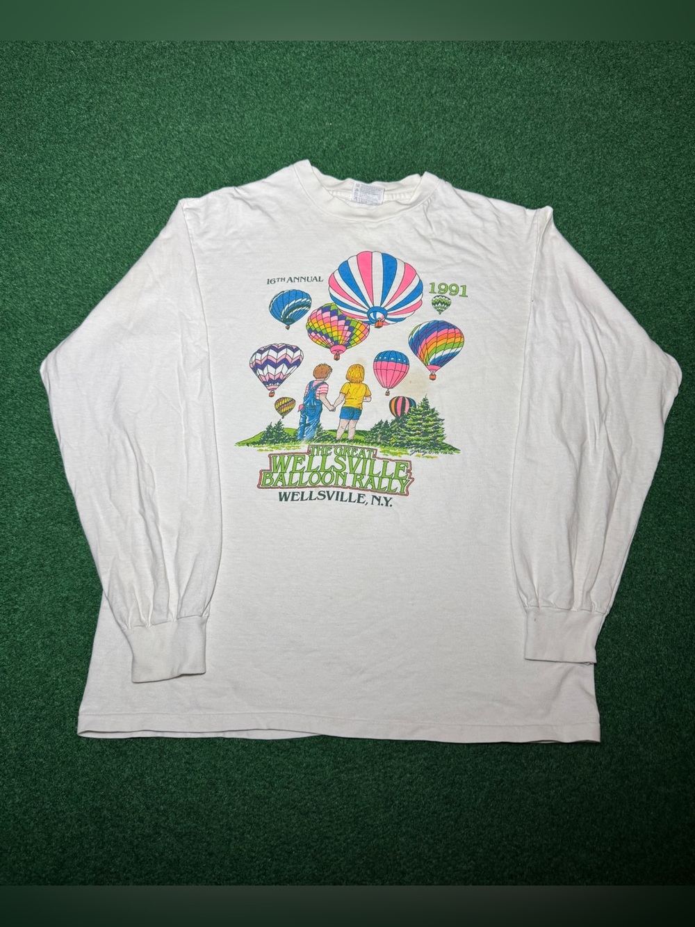 Great Wesleyville Balloon Rally Vintage 80s T Shirt Hot Air Balloon M/L 20x27
